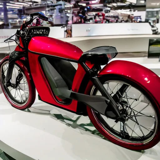 Image similar to a tesla motorcycle, technology museum