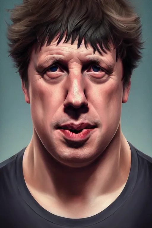 Prompt: Boris Johnson as Rokky Balboa, realistic portrait, symmetrical, highly detailed, digital painting, artstation, concept art, smooth, sharp focus, illustration, cinematic lighting, art by artgerm and greg rutkowski and alphonse mucha