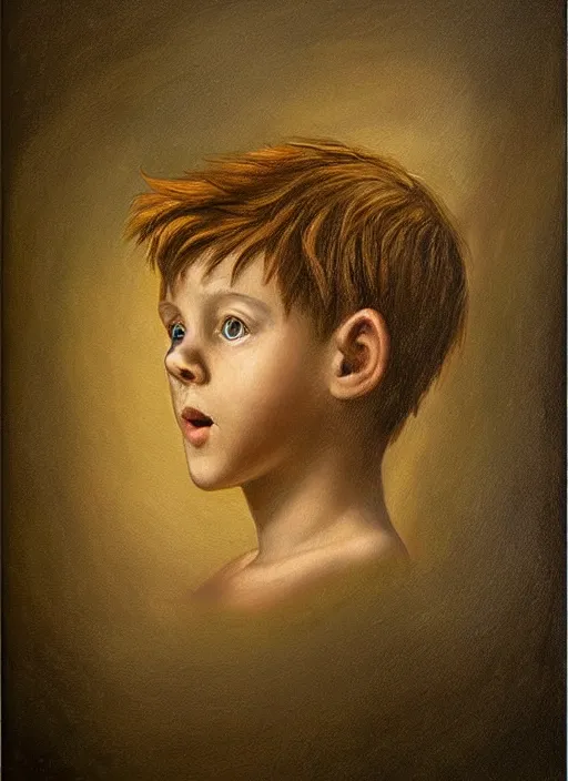 Image similar to lifelike oil painting portrait of peter pan by davinci