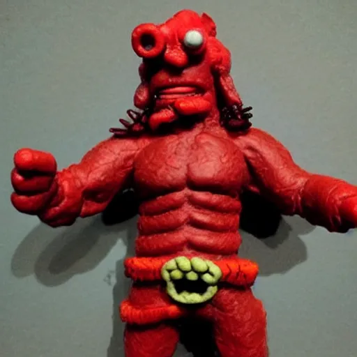 Prompt: hellboy made from twizzlers