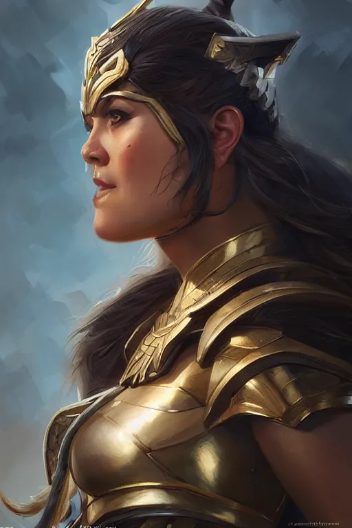 Image similar to amazon valkyrie athena, d & d, fantasy, portrait, highly detailed, headshot, digital painting, trending on artstation, concept art, sharp focus, illustration, art by artgerm and greg rutkowski and magali villeneuve