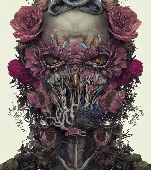 Image similar to portrait, nightmare anomalies, flowers by dariusz zawadzki, kenneth blom, mental alchemy, james jean, pablo amaringo, naudline pierre, contemporary art, hyper detailed