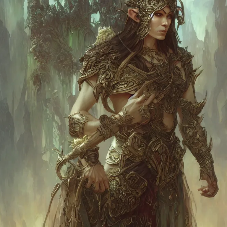 Prompt: world of warcraft elven druid, fantasy, male, manly, intricate, highly detailed, digital painting, artstation, concept art, wallpaper, smooth, sharp focus, illustration, art by artgerm and greg rutkowski and alphonse mucha