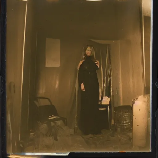 Image similar to atmospheric Polaroid photograph of Rika furude in the backrooms, professional photography