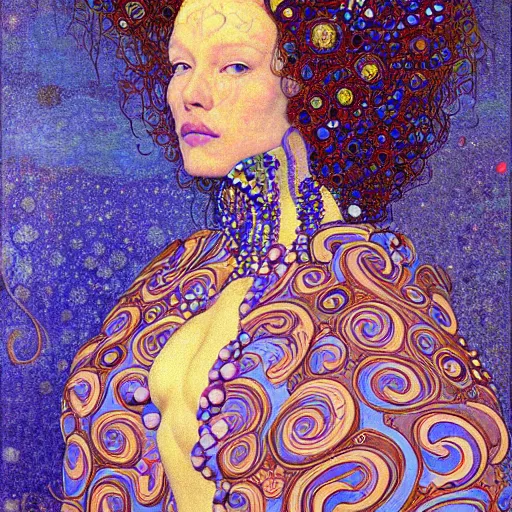 Prompt: mandelbulb portrait of a beautiful woman by moebius, klimt