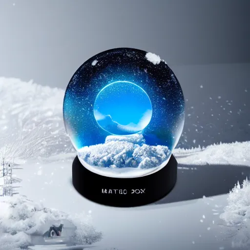 Image similar to ultra real 8 k snow globe with an amazing galaxy inside