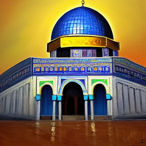 Prompt: dome of the rock, oil painting