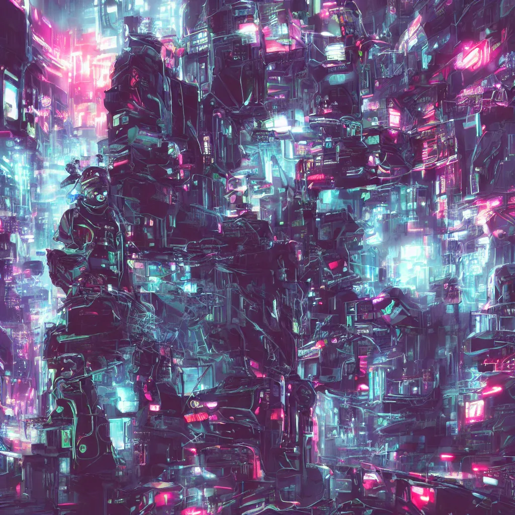 Image similar to cyber punk, by alex heywood