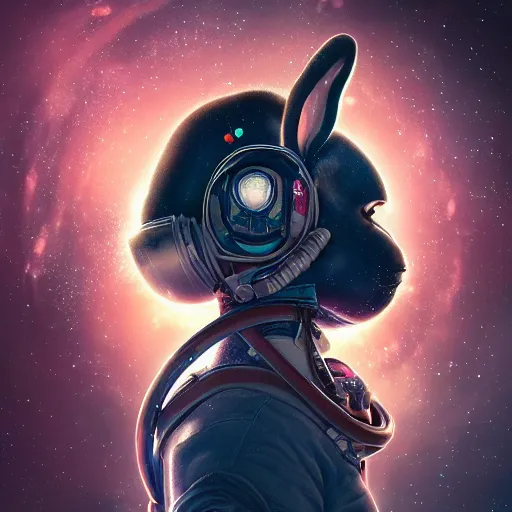 Prompt: an epic portrait of an astronaut entering the enchanted rabbit hole of wonderland, cinematic lighting, trending on Artstation, highly detailed, insane details