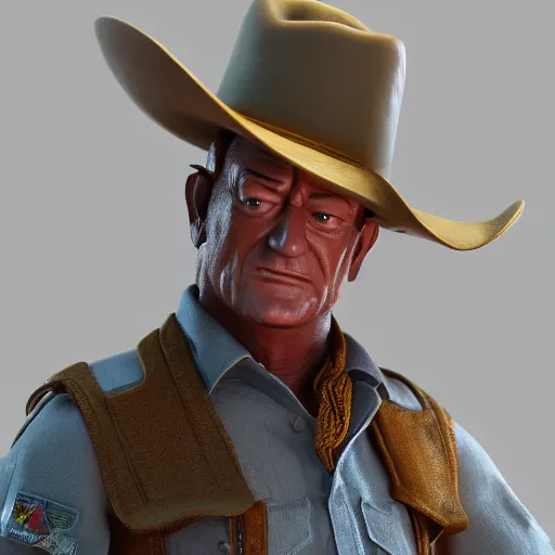Prompt: John Wayne as a cowboy, figurine, blender, octane render, studio lighting, 8K, hyperdetalied, trending on ArtStation, high quality,