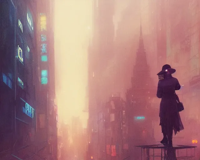 Image similar to 2 0 1 8 blade runner movie still girl look at the cityscape from roof perfect face fine realistic face pretty face neon puffy jacket blue futuristic sci - fi elegant by denis villeneuve tom anders zorn hans dragan bibin thoma greg rutkowski ismail inceoglu illustrated sand storm alphonse mucha