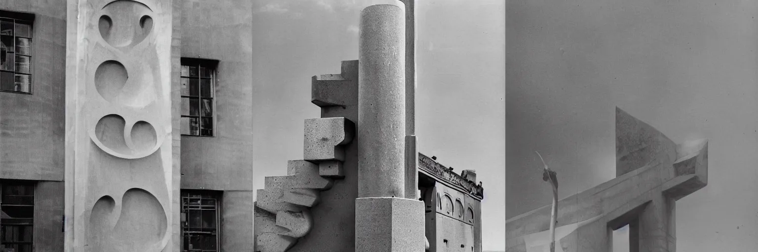 Prompt: A photo of a concrete monument by Alexander Rodchenko