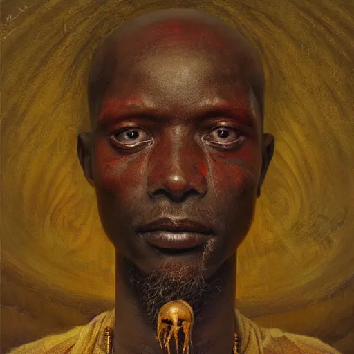 Image similar to yoruba priest | highly detailed oil painting, hyperrealistic, very intrincate | cinematic lighting, award - winning | by rachel ruysch, giger, beksinski and bocklin | by austin osman spare and william blake, trending on artstation, cgsociety, official art, octane.