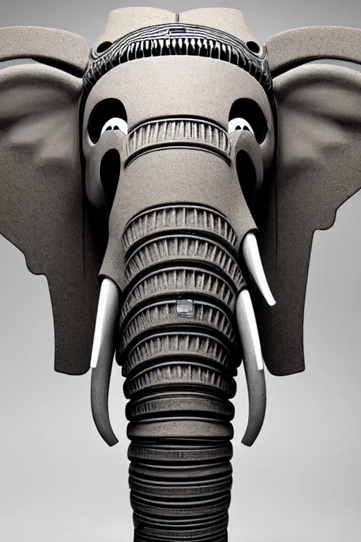 Image similar to a centered portrait of a robotic elephant headed biomechanical creature by clogtwo and subjekt zero. intricate detailed sharp clean textured