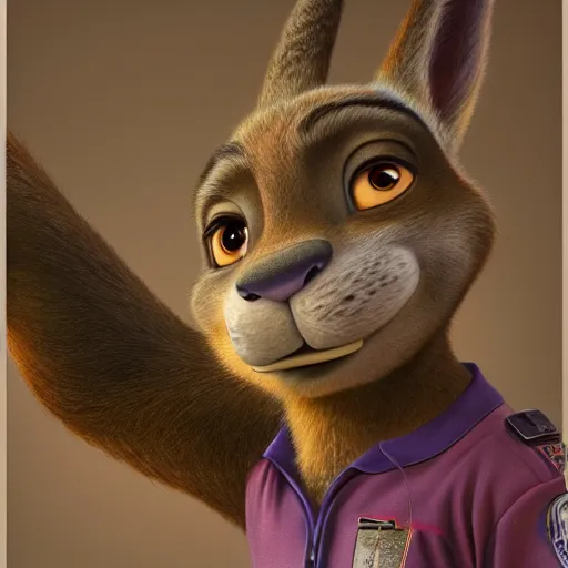 Image similar to Intricate five star Zootopia portrait by Anna Kullberg, Colored pencil on paper, high detail, skin texture, photo realistic, hyperrealism,matte finish, high contrast, 3d depth, masterpiece, vivid colors, artstationhd