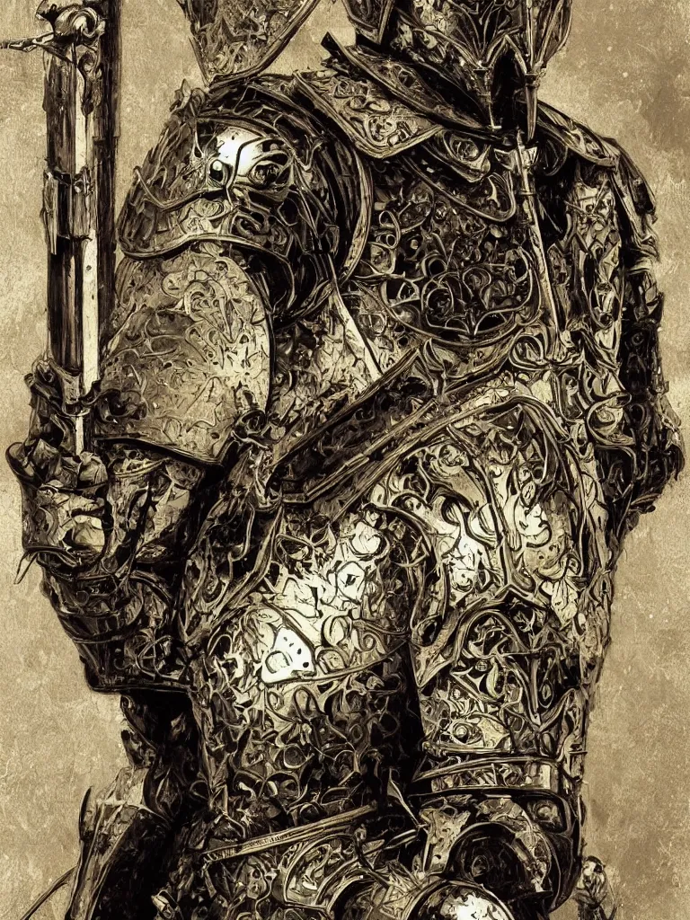 Image similar to Walter white, European beautiful luxury and evil and victorian and gothic medieval white armor knight portrait, front face, ultradetail face, ruined gothic cathedral, art and illustration by tian zi and craig mullins and WLOP and alphonse mucha, ssci-fi, fantasy, intricate complexity, human structure, hypermaximalist, fantasy character concept, dynamic lighting, shafts of golden light, f/1.2, hyperrealism 8k