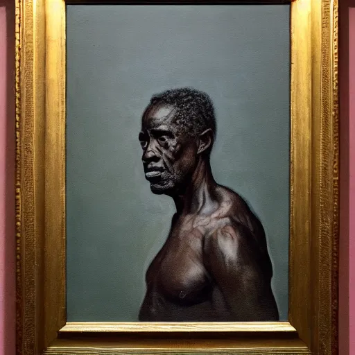 Image similar to a painting of a elder man by Lynette Yiadom-Boakye . dramatic angle, ethereal lights, details, smooth, sharp focus, illustration, realistic, cinematic, artstation, award winning, rgb , unreal engine, octane render, cinematic light, macro, depth of field, blur, red light and clouds from the back, highly detailed epic cinematic concept art CG render made in Maya, Blender and Photoshop, octane render, excellent composition, dynamic dramatic cinematic lighting, aesthetic, very inspirational, arthouse.