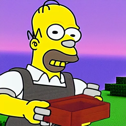 Image similar to Homer Simpson in Minecraft