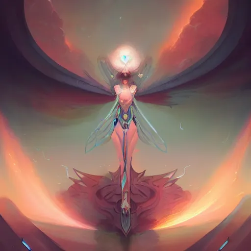 Image similar to a beautiful illustration of a robot seraphim by pete mohrbacher and guweiz and josan gonzalez, graphic novel