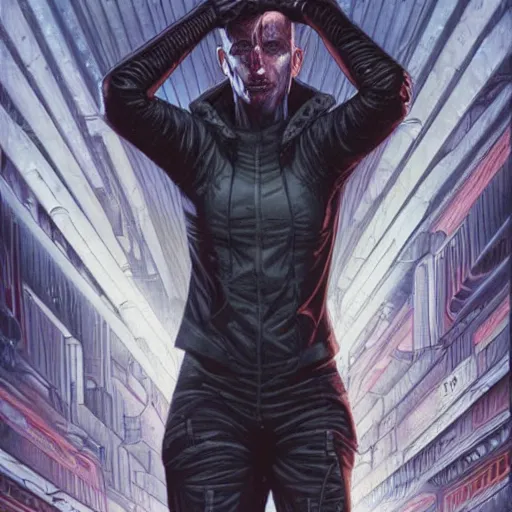 Prompt: neuromancer, painted by magali villeneuve