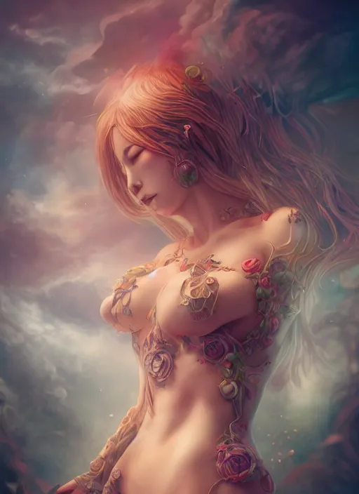Image similar to dreamscape, female, ross tran, vivid colors, intimate, sensual, anatomical, highly detailed sculpture, intricate detailed, ommatidia, 8 k, cinematic atmosphere, post - processing