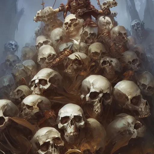 Image similar to a pile of skulls, by justin gerard and greg rutkowski, digital art, realistic painting, dnd, character design, trending on artstation