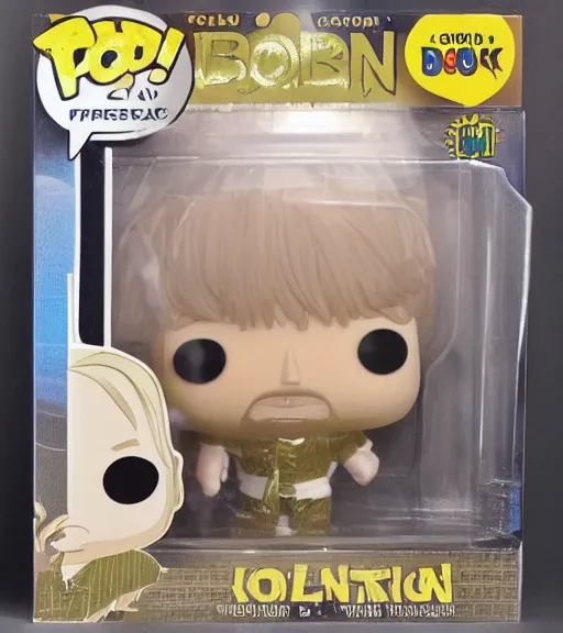 Prompt: golden boris johnson funko pop still sealed in box, ebay listing