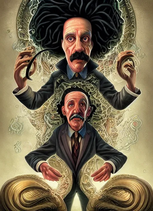 Prompt: lovecraft lovecraftian portrait of einstein, pixar style, by tristan eaton stanley artgerm and tom bagshaw.