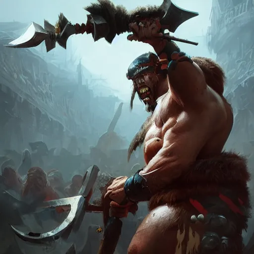 Image similar to barbarian, 8 k, trending on artstation by tooth wu and greg rutkowski