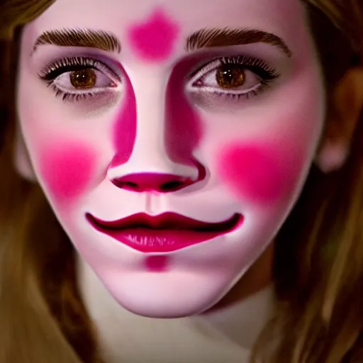 Image similar to emma watson as mr blobby, realistic art, cimenatic, lighting, 8 k