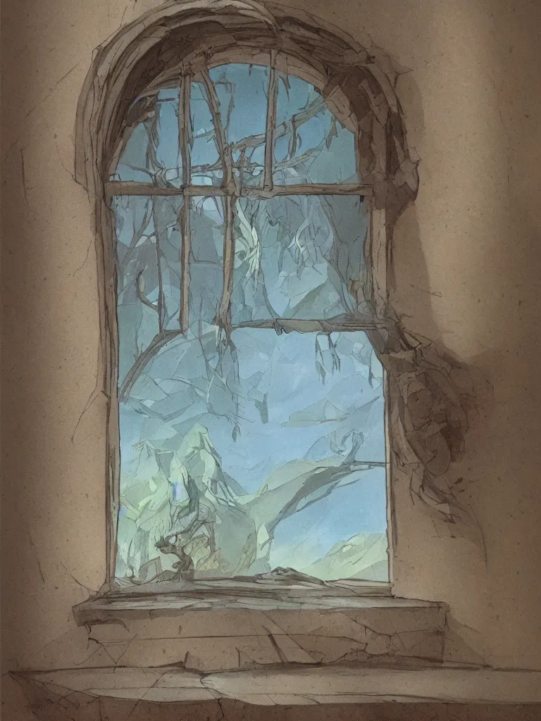 Image similar to window by disney concept artists, blunt borders, rule of thirds