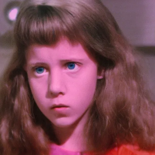 Image similar to still from 1978 live-action children's tv show about a teenage girl who enters an eyeball cult color