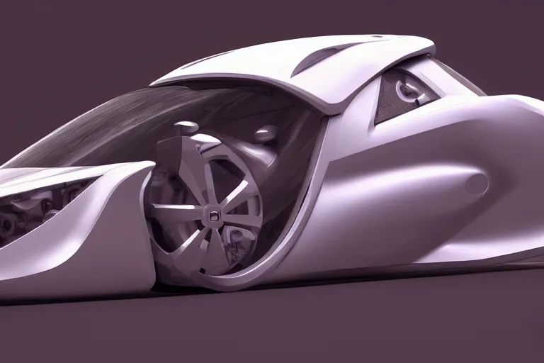 Image similar to futuristic concept car, cg, digital render, maya, blender, unreal engine, dark background