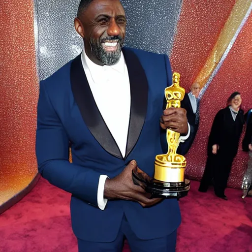 Prompt: idris elba accepting an oscar while dressed as a clown