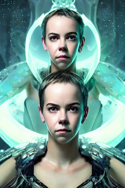 Image similar to a professionally painted portrait of an attractive young girl, partially clothed in ethereal battle armor, surrounded by transparent plasma, emitting psychic powers, beautiful bone structure, perfectly symmetrical face, perfect eyes, intricate, elegant, ultra-detailed, digital painting, concept art, illustration, sharp focus, minimal artifacts, volumetric lighting, from Valerian and the City of a Thousand Planets, in the style of Artgerm and Loish, fantasy scene, fantasy aesthetic, trending on Artstation and Tumblr, award winning