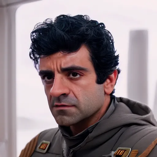 Image similar to cinematic portrait of poe dameron, 2 4 mm lens, accurate, photoreal