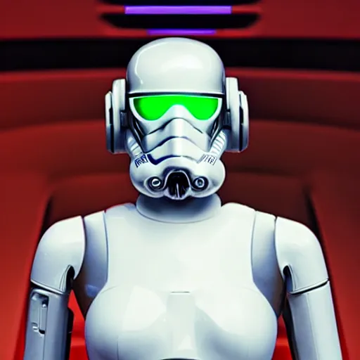 Image similar to portrait of female android, from a star wars movie