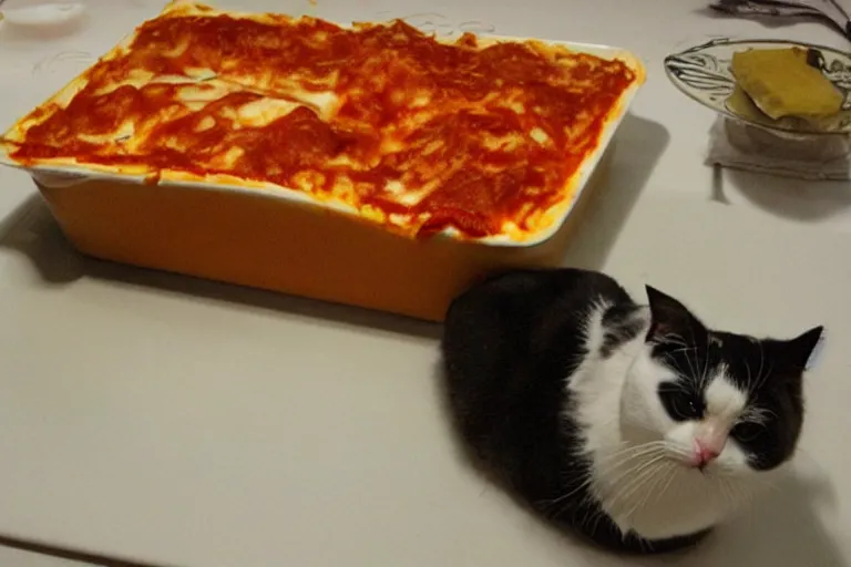 Image similar to cat made out of lasagna