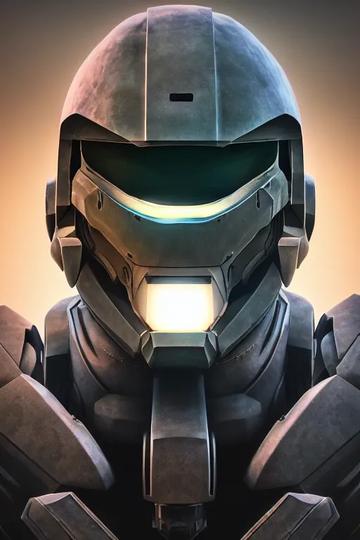 Image similar to robot ninja mask helmet halo master chief radiating a glowing aura global illumination ray tracing hdr fanart arstation by ian pesty and katarzyna da „ bek - chmiel