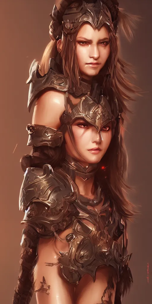 Image similar to head and shoulders focus portrait of a barbarian female high quality focus by wlop and rossdraws