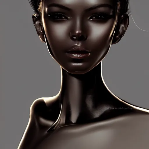 Image similar to beautiful image of a android robot girl with black glossy skin drawn by kawacy, artstation, high quality, highly detailed