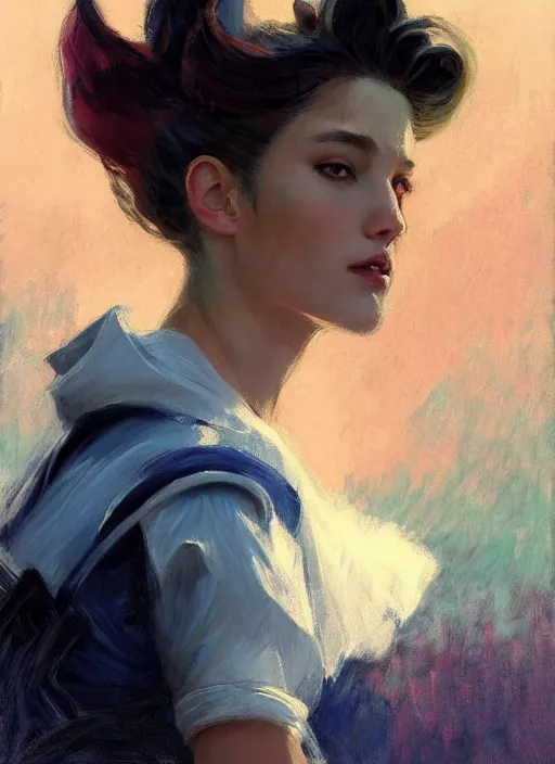 Image similar to portrait of Sailor Moon, countryside, calm, fantasy character portrait, dynamic pose, above view, sunny day, thunder clouds in the sky, artwork by Jeremy Lipkin and Giuseppe Dangelico Pino and Michael Garmash and Rob Rey, very coherent asymmetrical artwork, sharp edges, perfect face, simple form, 100mm