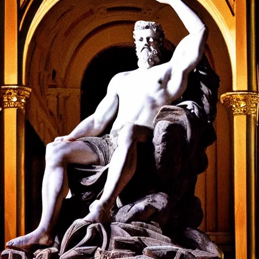Image similar to zeus sitting on his throne in olympus