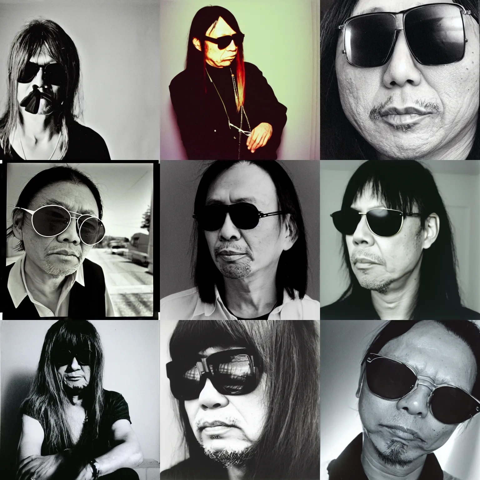 Image similar to keiji haino wearing shades, 3 5 mm film, portrait, by annie liebovitz