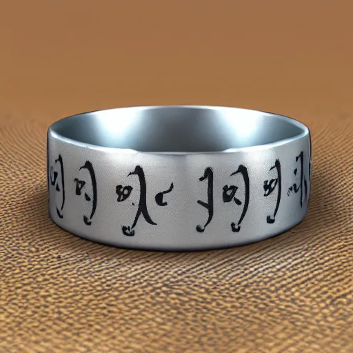 Image similar to the ring from lord if the rings with an imprinted ruler, cm scale imprinted on the inside of the ring, one ring to rule them all, highly detailed, 8 k, trending on artstation, mystic, rpg artwork