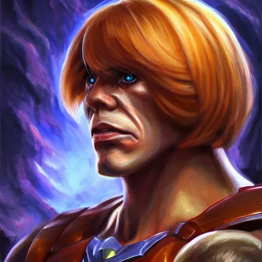 Prompt: portrait painting of he - man, 4 k,, highly detailed, epic lighting