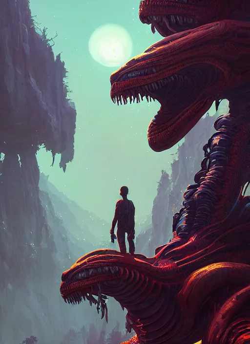 Prompt: highly detailed alien world illustration in gta v, stephen bliss, unreal engine, fantasy art by greg rutkowski, loish, rhads, ferdinand knab, makoto shinkai and lois van baarle, ilya kuvshinov, rossdraws, tom bagshaw, global illumination, radiant light, detailed and intricate environment