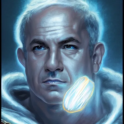 Prompt: benjamin netanyahu as the greek god of lightning, highly detailed, by artgerm and greg rutkowski