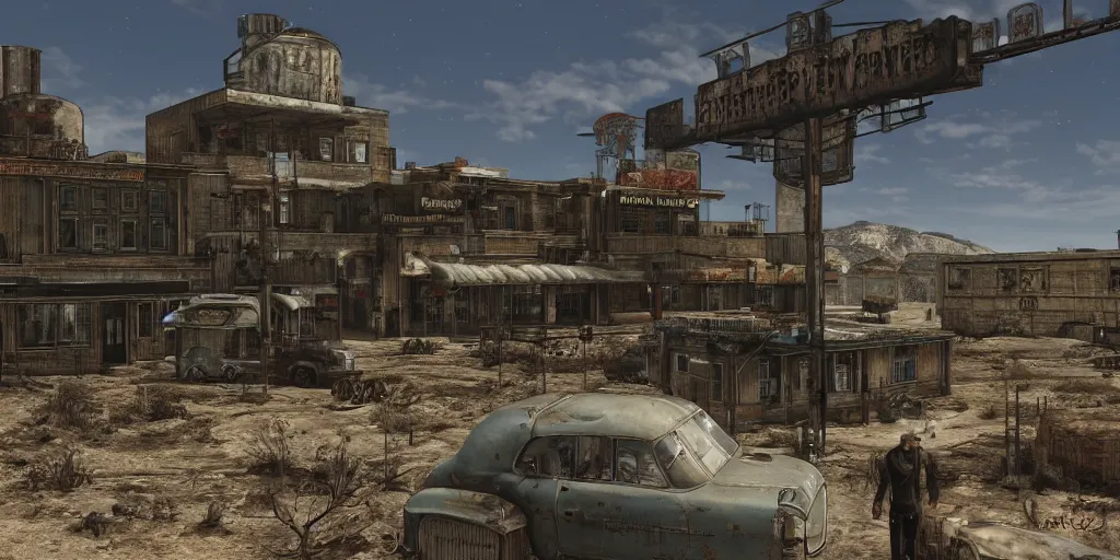 Image similar to brotherhood of steel saloon from fallout : new vegas game, matte painting,