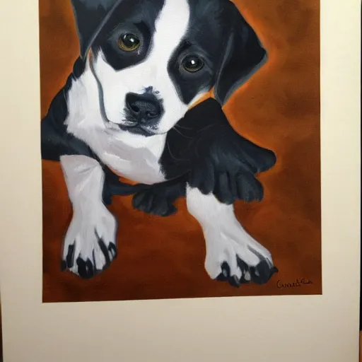 Image similar to painting of cute dog, full size, in style of wally wood, photorealistic